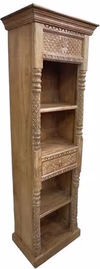 Estantería de madera de estilo étnico Wanderlust Deco en color marrón An/P/Al: 57 x 38 x 180 cm