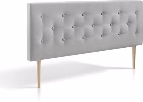 Cabecero tapizado Oslo de estilo escandinavo en tela gris con capitoné, An: 160 cm, Al: 100 cm, P: 8 cm