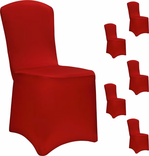 Juego de 6 fundas para sillas de comedor Detex® en color rojo, elásticas y antideslizantes con certificación OEKO-TEX Standard 100