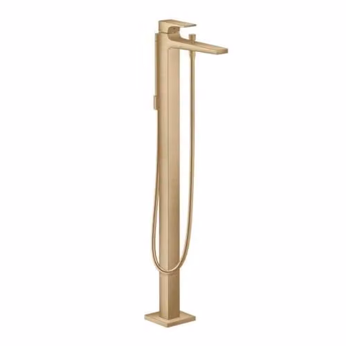 Grifo monomando para bañera Hansgrohe Metropol en latón cepillado con kit de instalación en el suelo