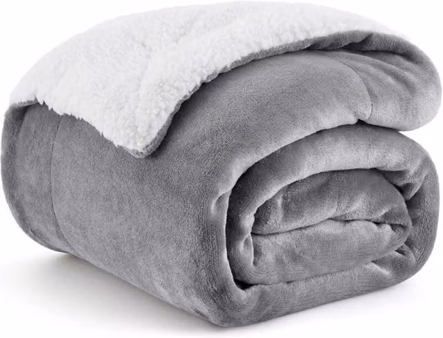 Manta de sofá reversible y mullida XISRENS de felpa sherpa y fleece, color gris, An/P: 127 x 152 cm
