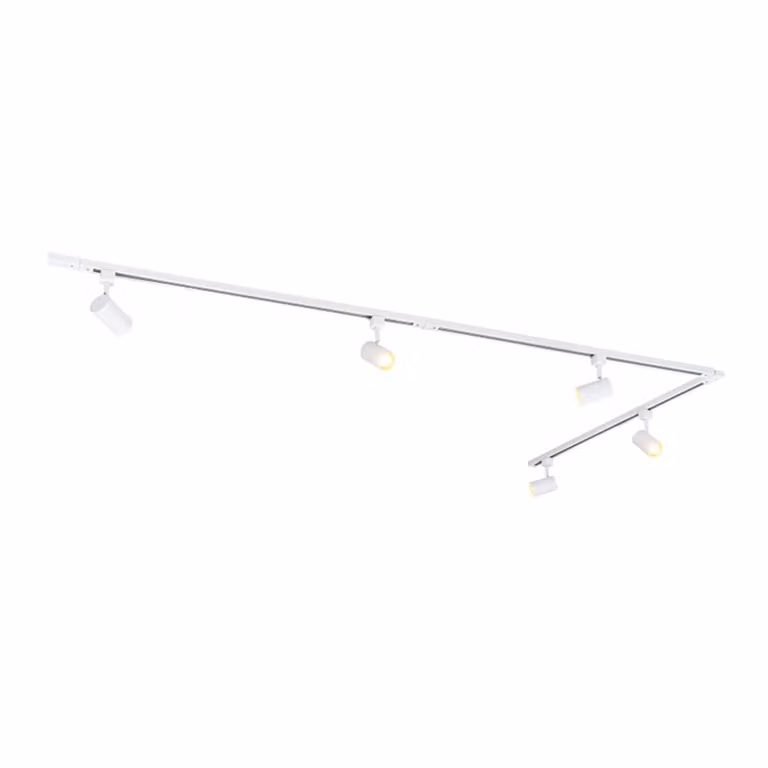 Set de rieles modernos QAZQA de aluminio blanco y plástico con luz blanca cálida y diseño ajustable