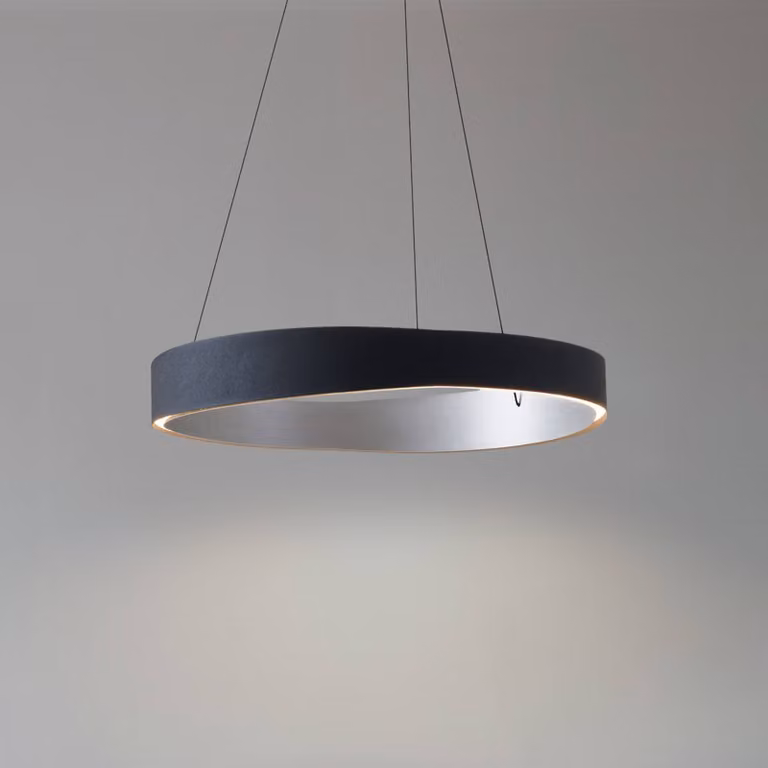 Lámpara colgante Daelor de Lucande en metal negro, diseño LED atenuable para salón o comedor