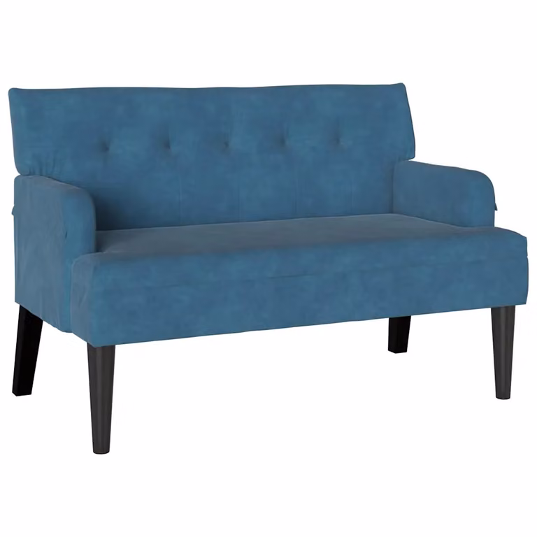 Banco Chesterfield azul de terciopelo vidaXL con reposabrazos An/P/Al: 110 x 65,5 x 75 cm