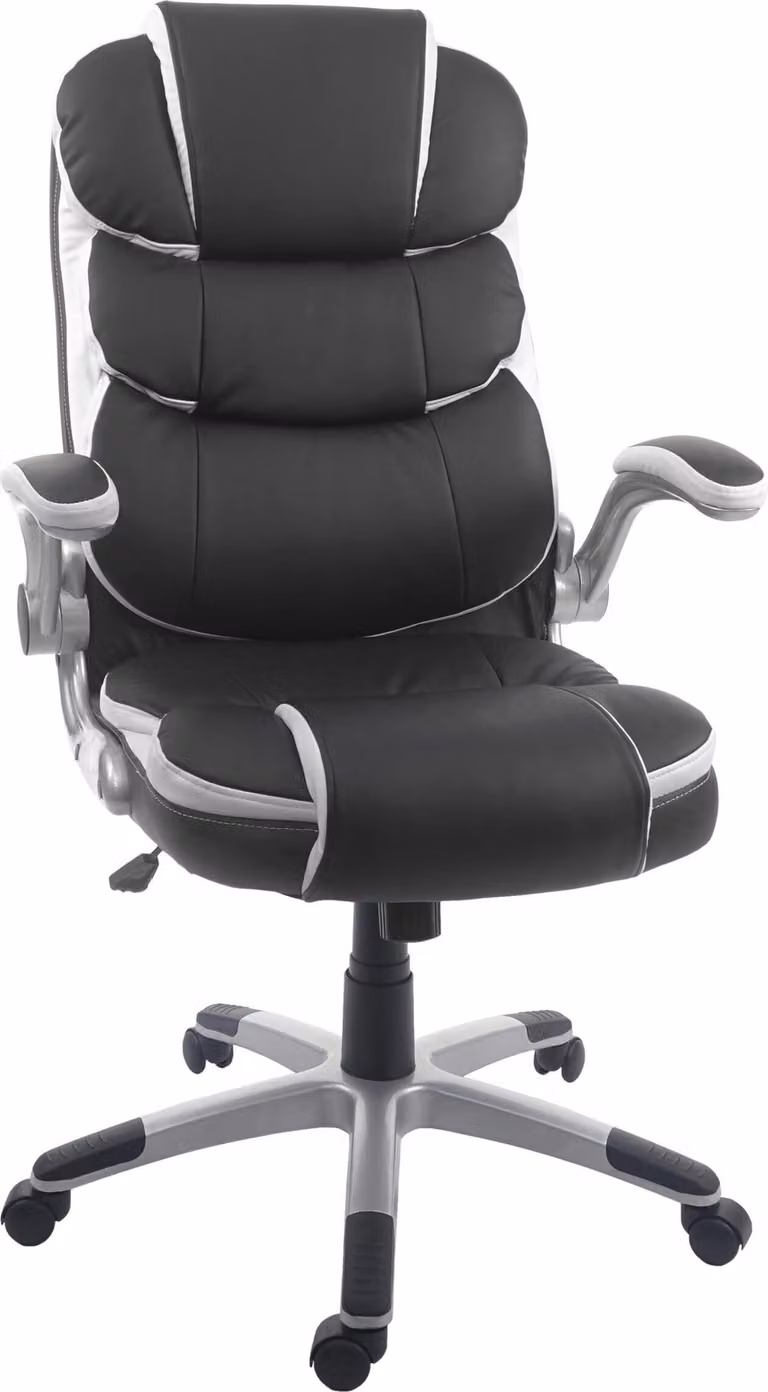 Silla de oficina giratoria Mendler con reposacabezas y piel sintética, An/P/Al: 120 x 68 x 74 cm