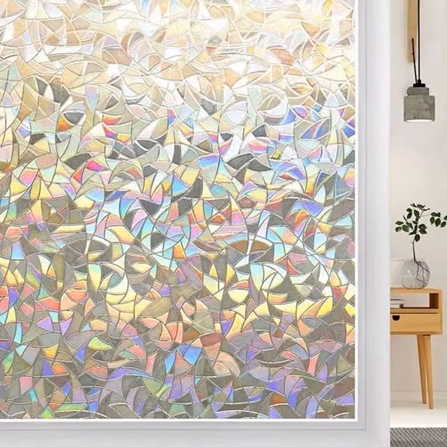 Lámina decorativa para ventanas Rabbitgoo con efecto arcoíris y diseño geométrico abstracto, multicolor, An/P: 60 x 400 cm