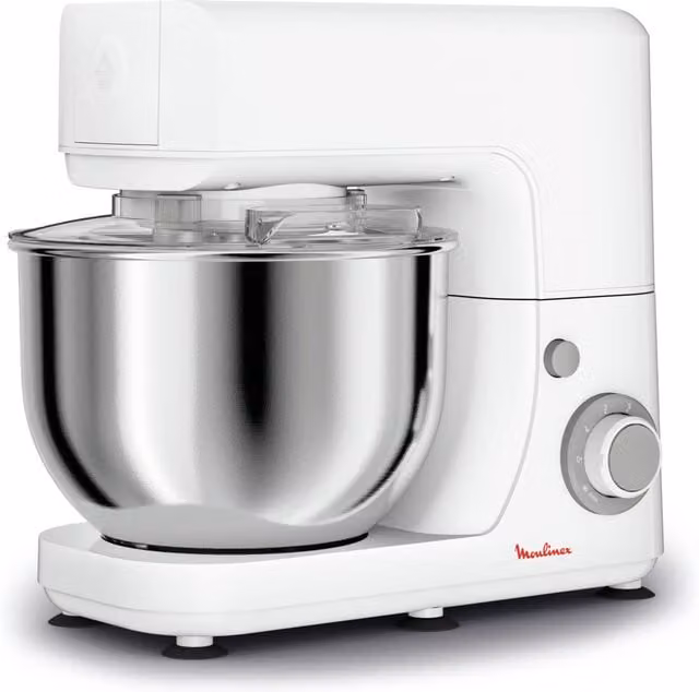 Robot de cocina y amasadora Moulinex Masterchef Essential de 800 W con capacidad de 4,8 l en color blanco y gris