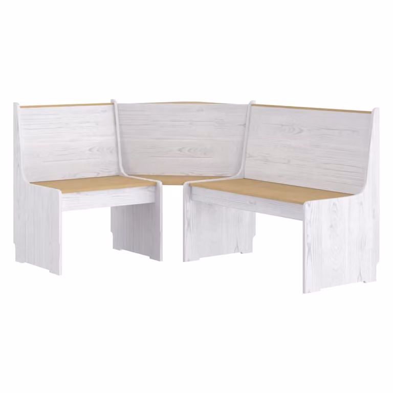 vidaXL Banco de esquina REINE de madera maciza de pino en marrón y blanco