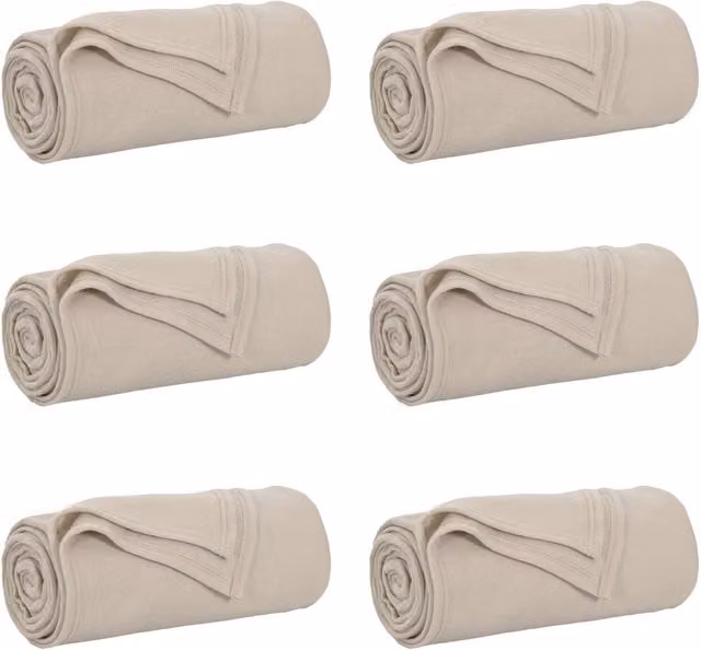 Set de 6 mantitas de sofá de lana y vellón vidaXL, color beige, An/P: 200 x 150 cm