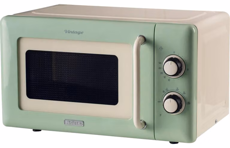 Microondas Ariete de 20 litros color verde con función solo y temporizador