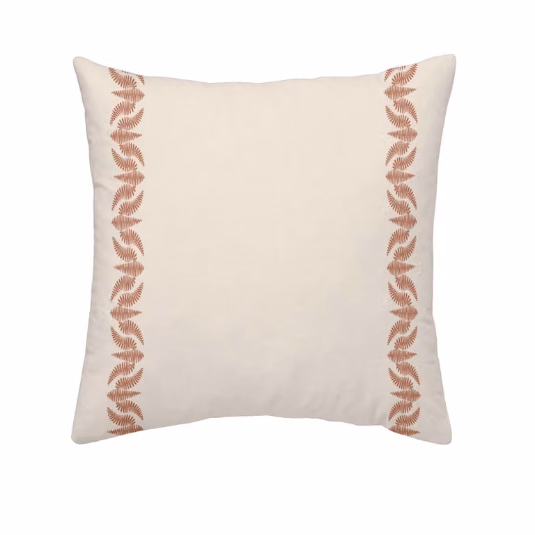 Funda de almohada de algodón popelín de 300 hilos con diseño floral en colores naranja y beige, 65 x 65 cm