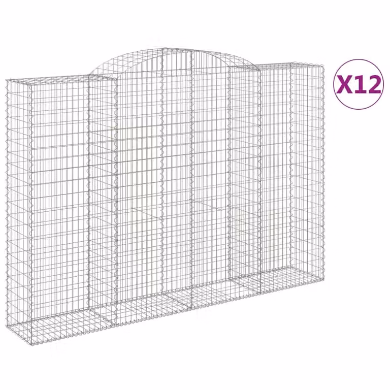 Set de 12 cestas de gaviones Syfax con forma de arco en acero galvanizado, An/P/Al: 300 x 50 x 200/220 cm