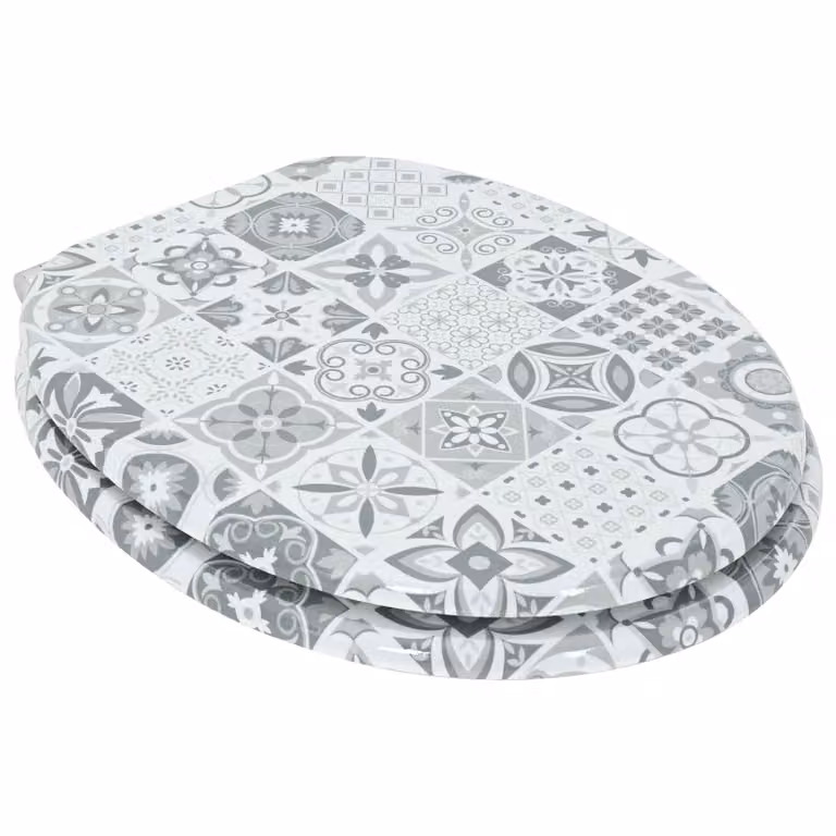 Asiento de WC de 2 piezas vidaXL en porcelana azul y blanca con cierre suave de 44 x 38 cm