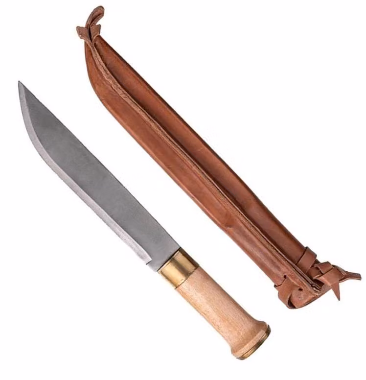 Cuchillo Mil-Tec Messer de acero inoxidable color plata con mango de madera, 35 cm