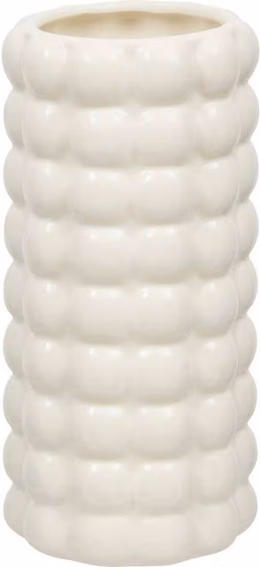 Jarrón Sky de Atmosphera en cerámica color beige con diseño abstracto, Altura: 23 cm