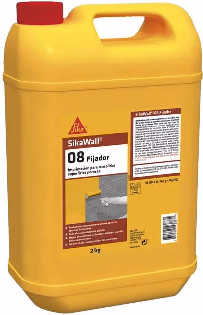 Lote de 6 unidades de SikaWall 08 Fijador, imprimación acrílica para fijar superficies porosas, base agua, color blanco, 2 kg por unidad