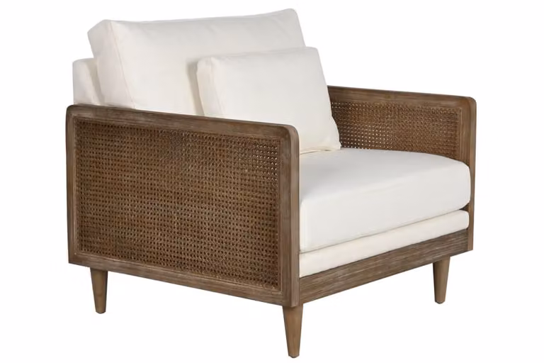 Sillón de ratán y poliéster resistente a los rayos UV con cojines en marrón de Fijalo An/P/Al: 93 x 86 x 88 cm