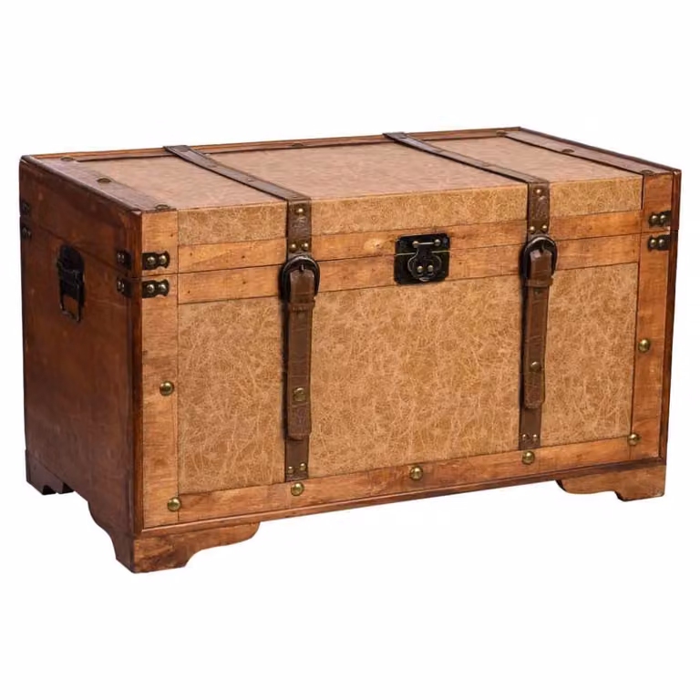 Baúl de madera vintage Wanderlust deco en color marrón y beige, An/P/Al: 65 x 36 x 38 cm