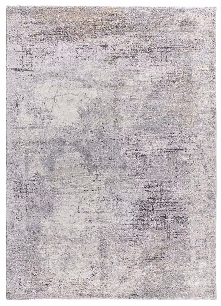 Alfombra abstracta moderna Atticgo de pelo largo en gris An/P: 140 x 200 cm