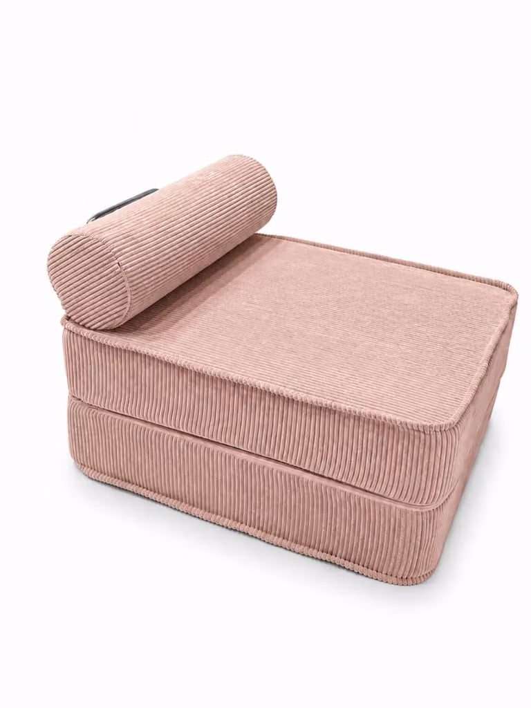Chaiselongue compacta SURB en pana rosa sin reposabrazos, An/P/Al: 195 x 80 x 60 cm