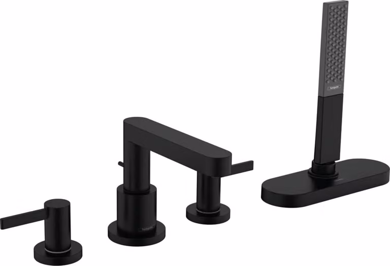Mezclador de bañera Hansgrohe Finoris con sistema sBox en negro mate