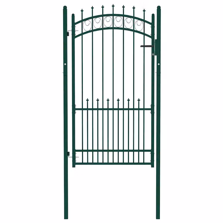 Puerta de valla vidaXL EMMEN con pinchos de acero, An/Al: 104 x 134,5 cm, verde