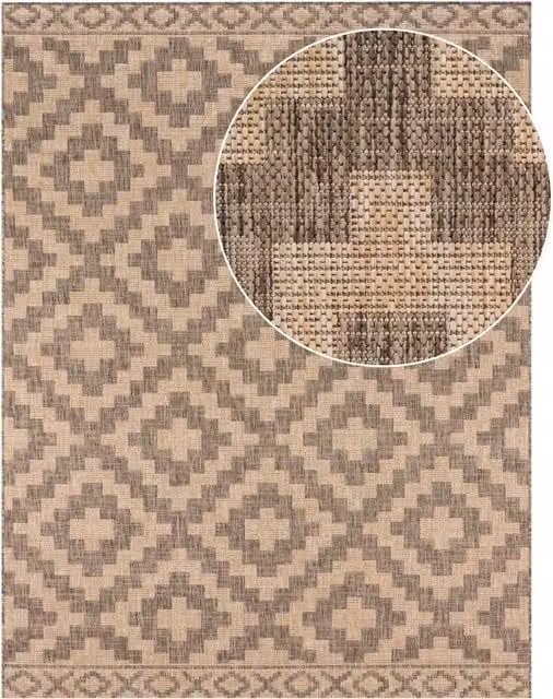 Alfombra Moderna Diamonds beige para interior y exterior An/P: 60 x 100 cm