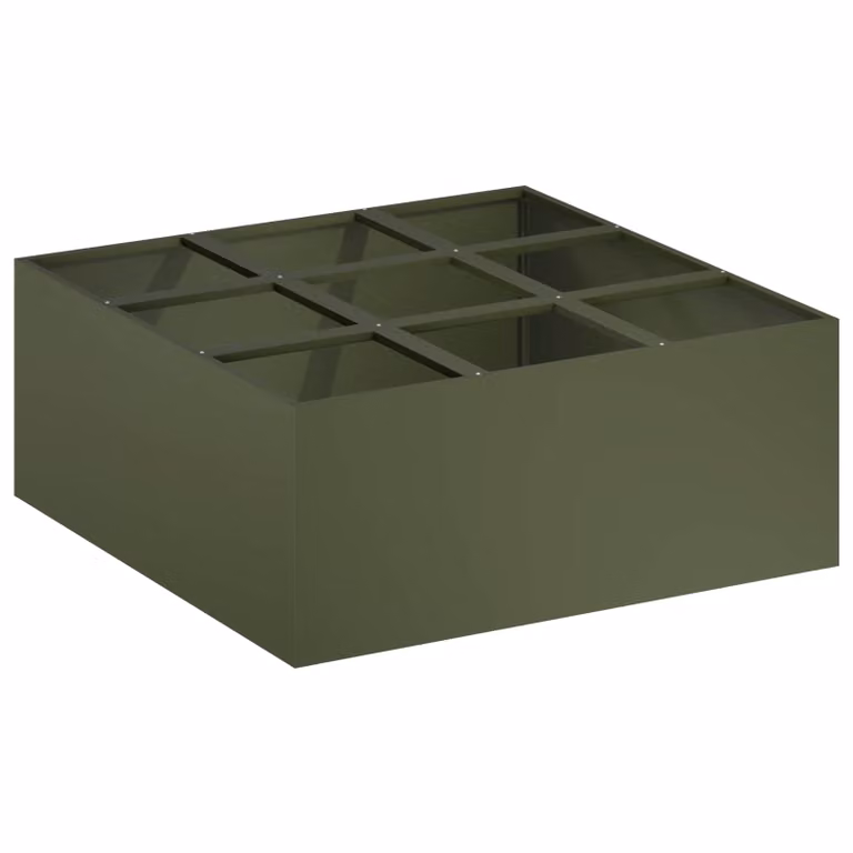 Macetero de jardín vidaXL de metal color verde, An/P/Al: 100 x 100 x 20 cm