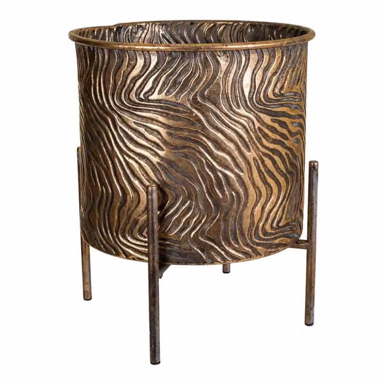 Macetero de metal redondo Wanderlust deco color dorado An/P/Al: 26 x 26 x 32 cm