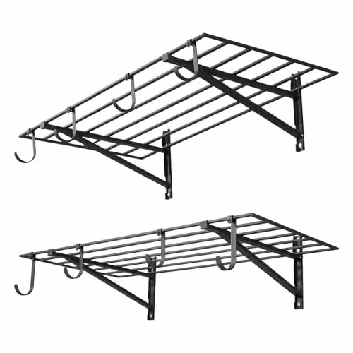 Estantería de pared VEVOR de 2 niveles en metal negro para cocina o garaje, An/P/Al: 122 x 30,5 x 61,5 cm