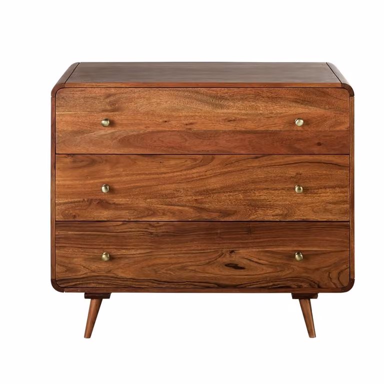 Cómoda retro de acacia maciza marrón de Maisons du Monde con 90 cm de ancho