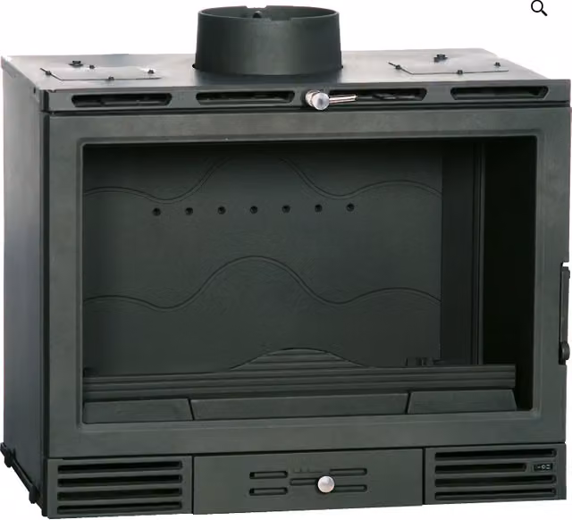 Estufa de leña Ferlux Bricosol Modelo Iron en color negro y antracita con forma rectangular