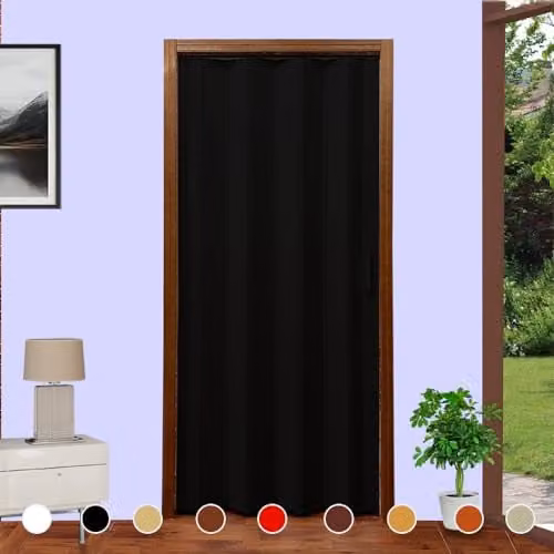 Kit de bricolaje para puerta plegable Lorella Moschitella de color negro, Altura: 220 cm, Ancho: de 82 cm a 205 cm para cortar y ensamblar a medida