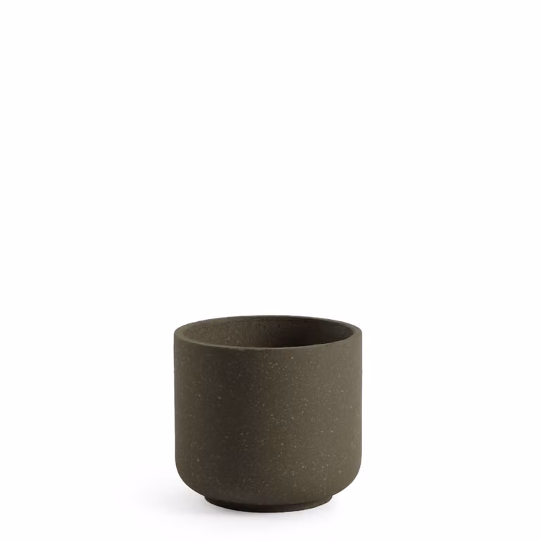 Macetero decorativo redondo de cemento Sia Deco color marrón para mesa, Altura: 19 cm, Diámetro: 17 cm