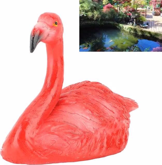 Decoración flotante de flamenco rojo de la marca Infinite fabricada en resina para estanque, acuario o jardín