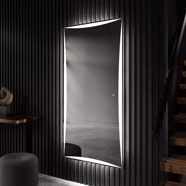Espejo de pared moderno Artforma con luz LED y interruptor táctil, rectangular, An/Al: 90 x 110 cm
