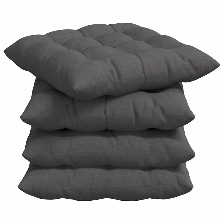 Set de 4 cojines para asiento cuadrados vidaXL en tela gris, An/An/Al: 40 x 40 x 6 cm