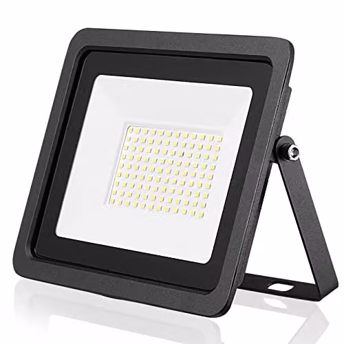 Proyector LED WCT para exterior con iluminación blanca fría, reflector impermeable IP65 de metal para jardín y pasillo, disponible en blanco o negro
