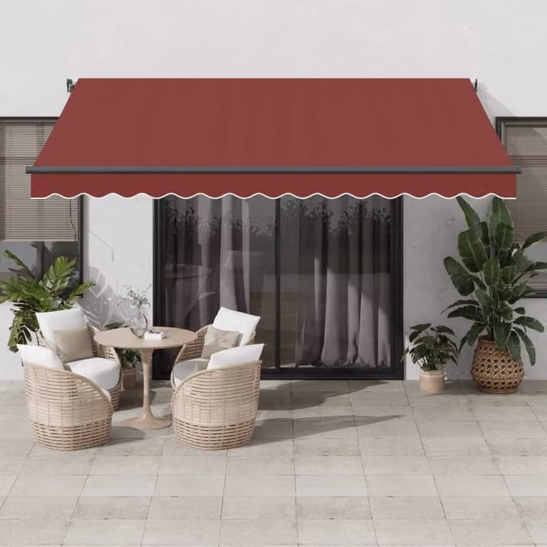 Toldo manual Prolenta con luces LED y brazos plegables en color rojo, An/P: 400 x 300 cm