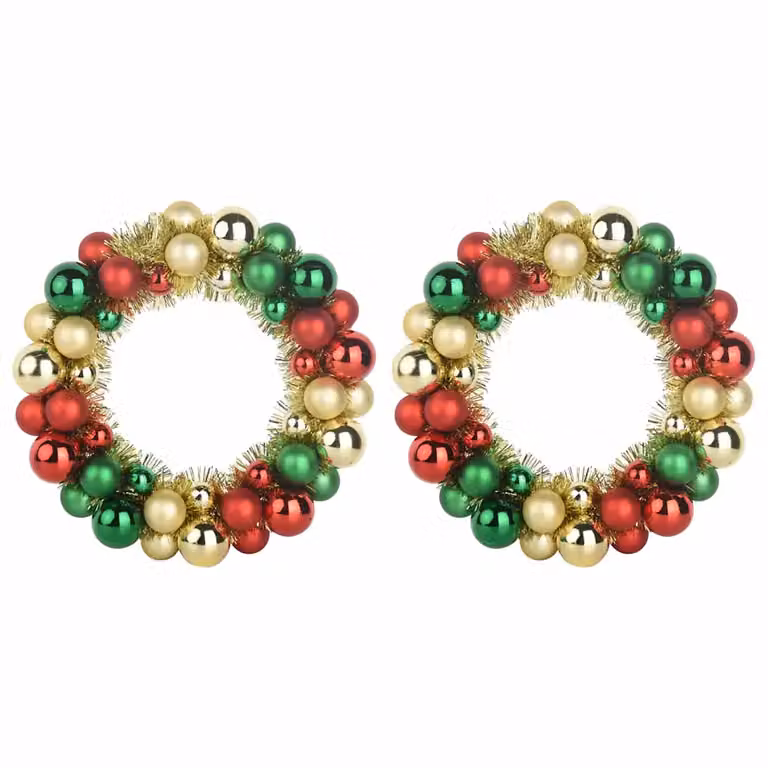 Set de 2 Coronas de Bolas de Navidad vidaXL Multicolor, Diseño Moderno y Geométrico, An/P/Al: 33 x 33 x 7 cm
