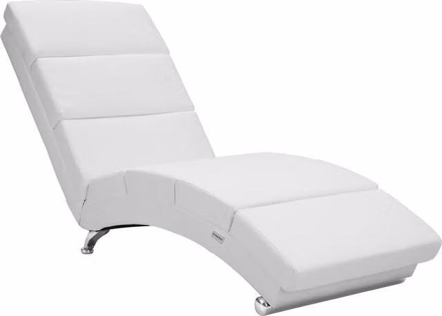 Chaise Longue London Casaria en Imitación de Cuero Blanco para Salón con Respaldo Extra Alto, Al x An x P: 186 x 55 x 89 cm
