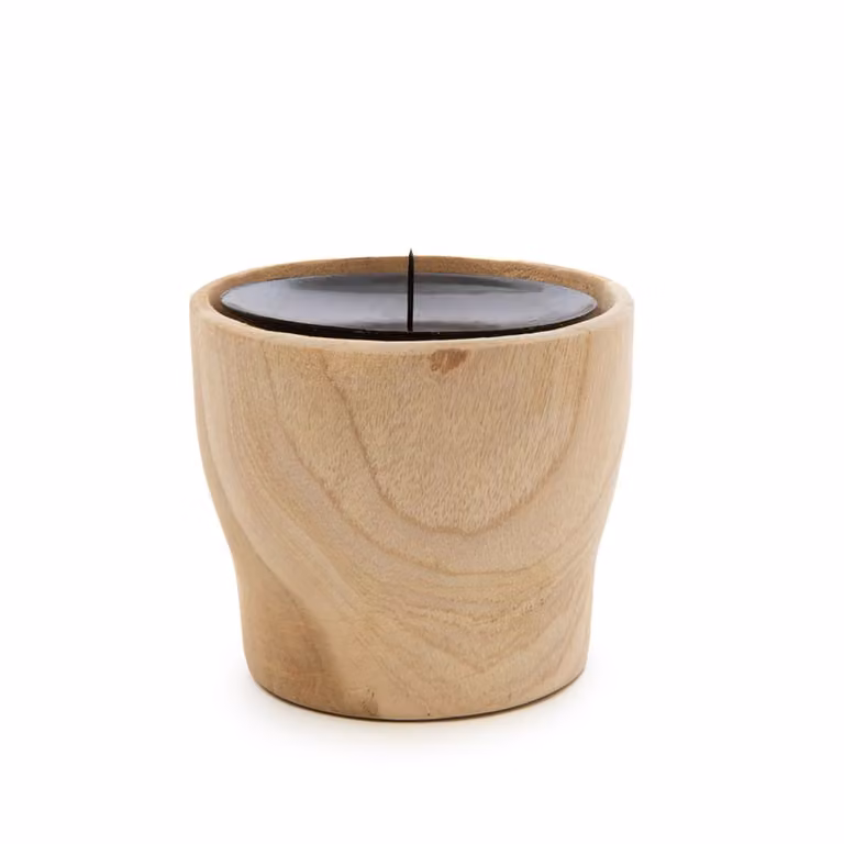 Portavelas para tealight de madera de Bazar Bizar en marrón, negro y multicolor, An/P/Al: 10 x 10 x 8 cm