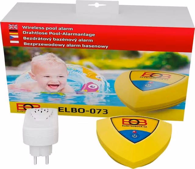 Alarma inalámbrica para piscina Elektrobock 073 con sirena de 95 dBm en color amarillo