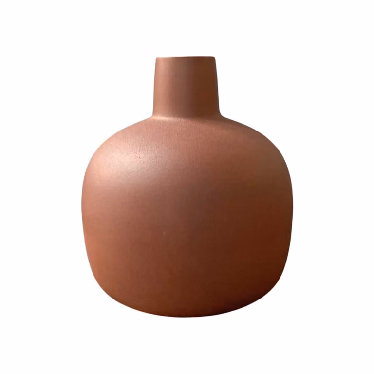 Jarrón tipo garrafa Decoclico de metal y cerámica en color terracota, Altura: 23 cm