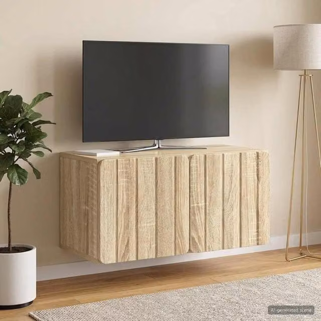 Mueble de TV de pared Maison Exclusive en madera color roble sonoma, An/P/Al: 59,5 x 31 x 30 cm