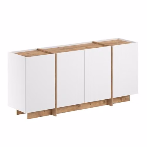 Aparador moderno de madera y MDF de Habitat et Jardin en color blanco y pino, An/P/Al: 180 x 45 x 80 cm