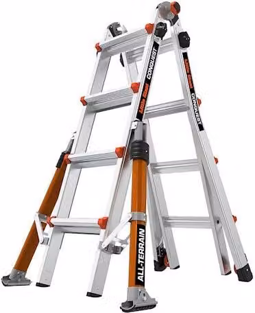 Escalera multipropósito Little Giant Conquest Pro All Terrain de 4 peldaños en aluminio colores plata, negro y rojo