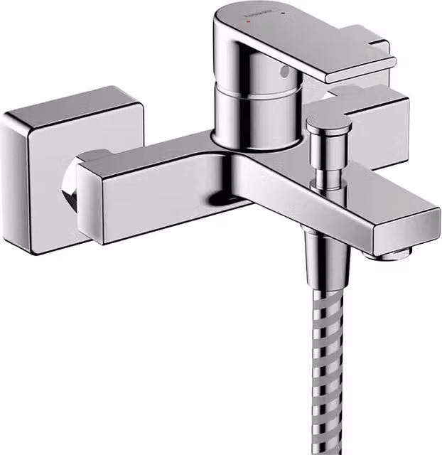 Grifo monomando para bañera Hansgrohe Vernis Shape en acabado cromado con función de pulverización y ahorro de agua