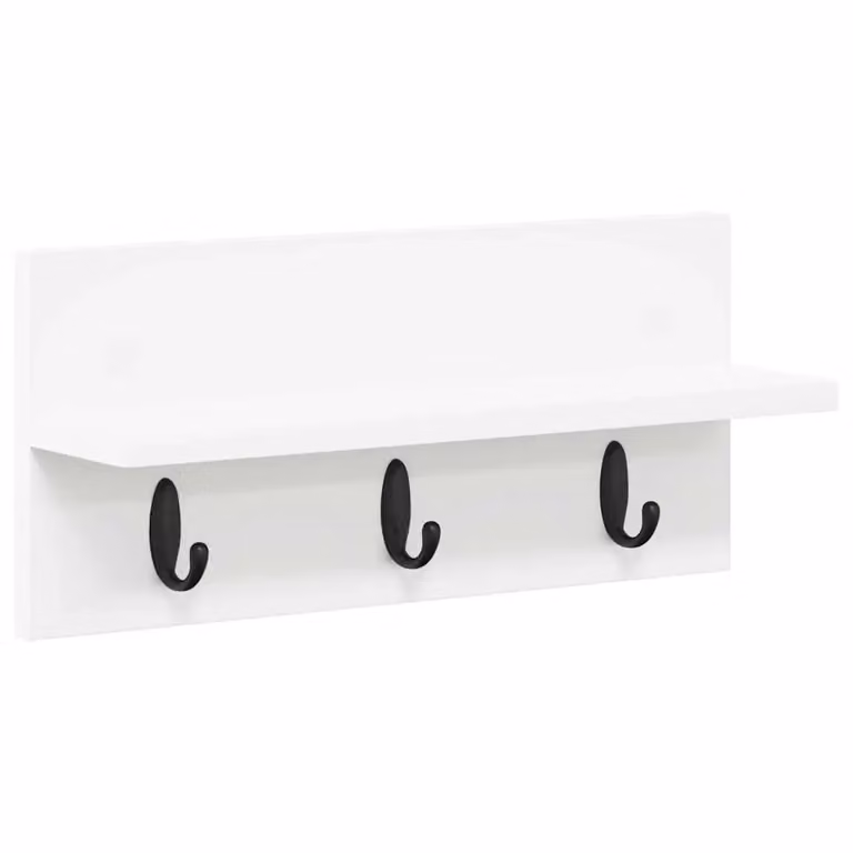 Perchero de pared moderno vidaXL en color blanco con ganchos, An/P/Al: 40 x 10,5 x 18 cm
