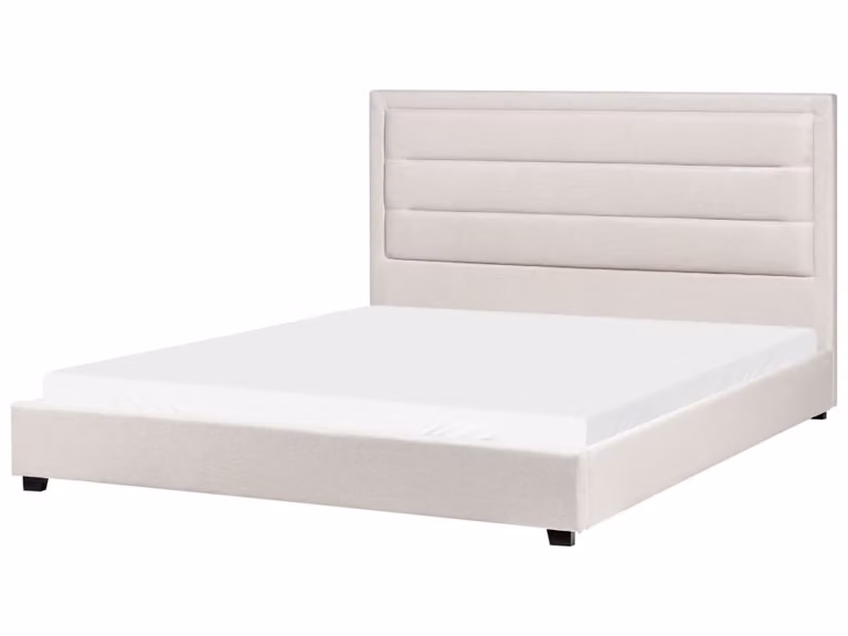 Cama de agua Beliani tapizada en tela beige de estilo moderno An/P/Al: 180 x 200 cm